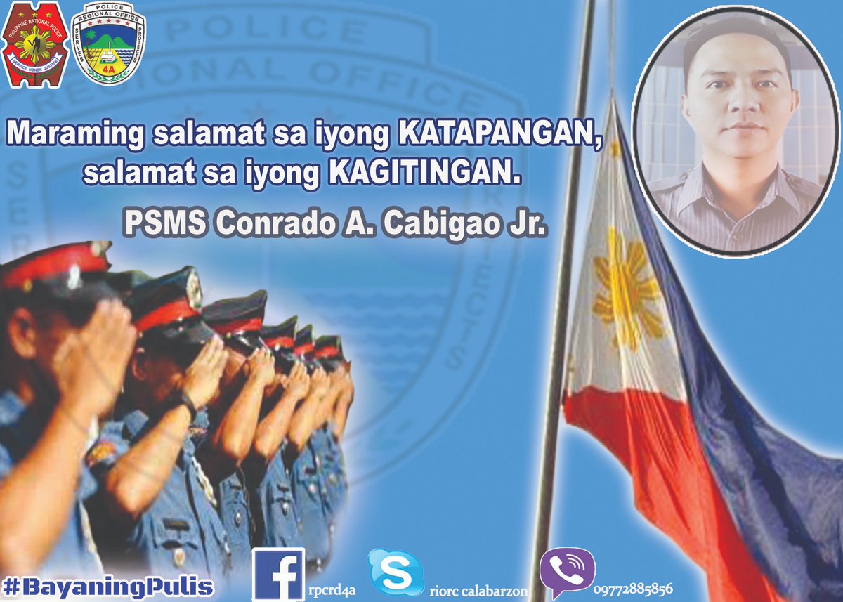 Sa Pangunguna ni PNP Chief, Director General Oscar Agbayalde at buong puwersa ng kapulisan ng PRO4A CALABARZON ay nanangis sa pagkawala ng isa sa mga kasamahan sa serbisyo habang tinutupad niya ang kanyang tungkulin upang sugpuin sa lipunan ang Illegal na Droga.