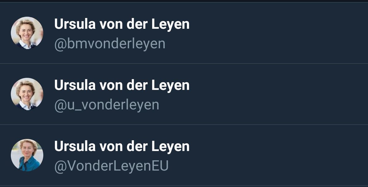 agitpops's tweet photo. So it seems #POTEC-nominate Von der Leyen has three different Twitter accounts? And neither is verified.

#EUtopjobs https://t.co/VQJAeQs1tZ
