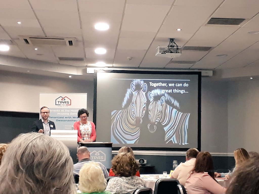 Great talk from Ceri &amp; Ross from <a href="/TaiPawb/">Tai Pawb</a> on inclusive &amp; diverse communities and supporing LGBT+ in #greatcommunities at <a href="/TPASCymru/">TPAS Cymru</a> conference