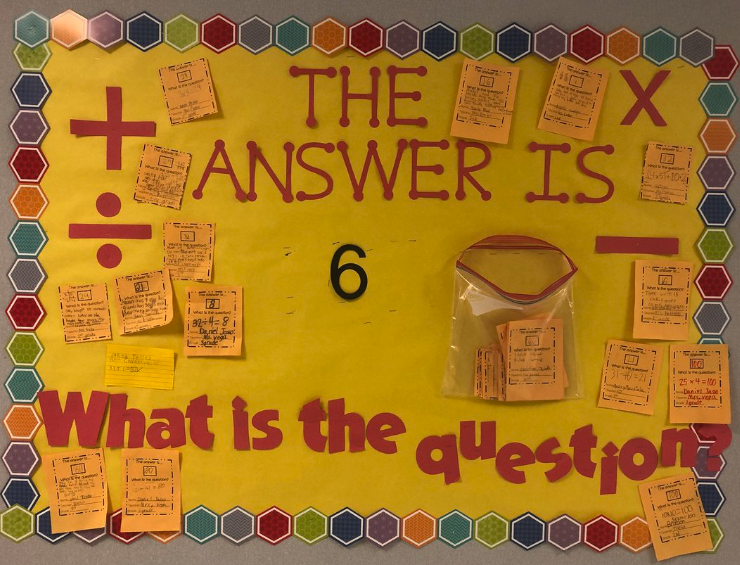teacher2teacher's tweet photo. The answer may be 6, but with a board like this, the possibilities are endless! #mathchat #masterychat, via T @jackenn27 https://t.co/GJ8BuHqxsW