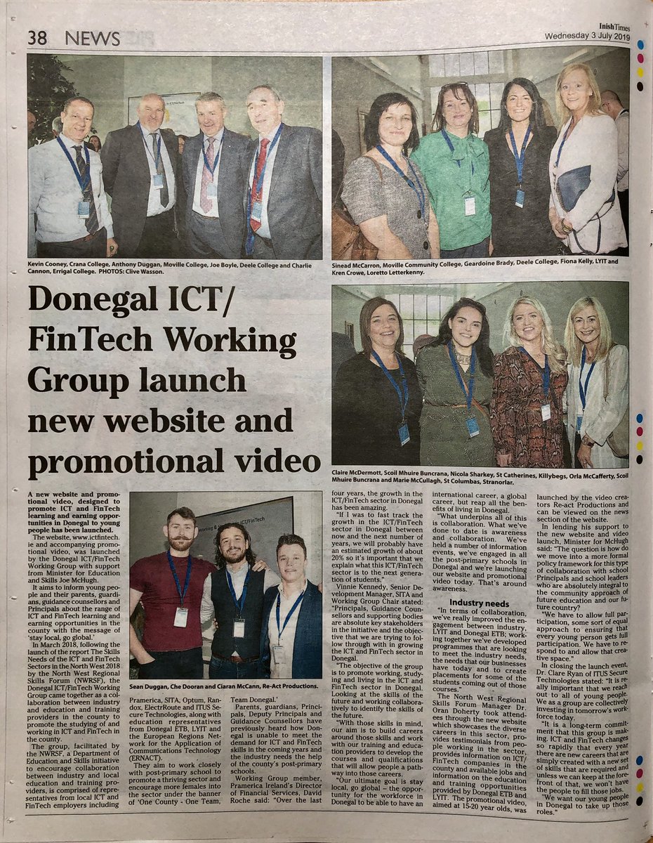 DonegalETB's tweet image. Great to see coverage in today’s @InishTimes of the recent @ICT_FinTech event launching their new website and promotional video. #GoFurtherWithDonegalETB