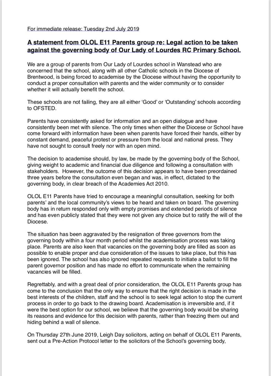 OLOL E11 Parents are taking legal action. Read our press release below 👇