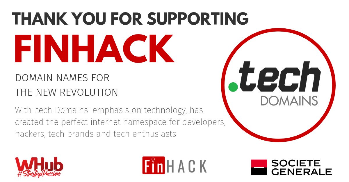 finhackhk's tweet image. Programmers at FinHack got a FREE .tech Domain and the winning team was awarded an AWC credit worth $200! Thanks to our sponsor @dottechdomains