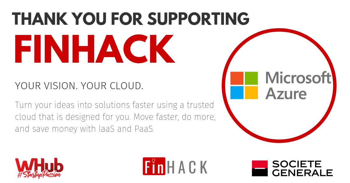 finhackhk's tweet image. Our sponsor @Azure provided every FinHack team with not one, but TWO, Microsoft Azure passes- an open, flexible, enterprise-grade cloud computing platform!