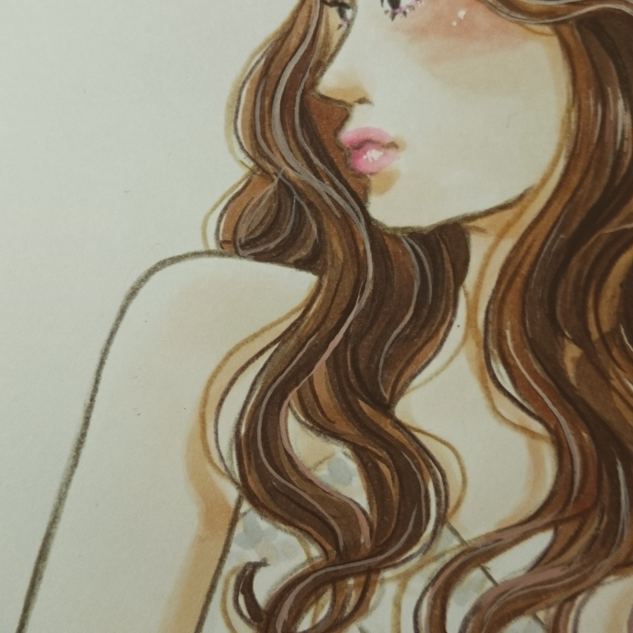 Manami K 次のnoteマガジンの準備をしはじめてます 今週中に描く Note マガジン ファッションイラスト 夏 女子 お洒落 かわいい 色鉛筆 コピック 絵の具 ブラウン ヘアカラー ヘアスタイル ロングヘア 美容 T Co