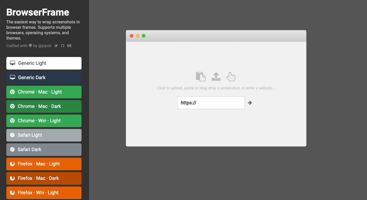 80dotdesign's tweet photo. خدمة بسيطة ومجانية لاضافة اطار المتصفح لتصميمك، ثم تصديره كصورة،
Easily wrap screenshots in different browser frames.

يتيح هذا الاصدار : تحديد نوع المتصفح، مع نمطه "فاتح أو غامق"، وكذلك بعض خيارات التحكم كـ لون الخلفية، وحجمها.
https://t.co/skT3UH36PI https://t.co/tPB8saKs7U