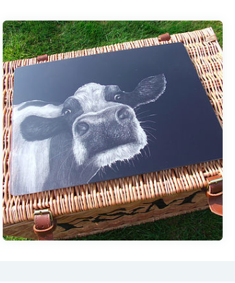 Super excited to have these lovelies back in stock! #recycledglass #worktopsaver #luxury #kitchenware #Suffolk #artist #cow #hare #Clover #Beau