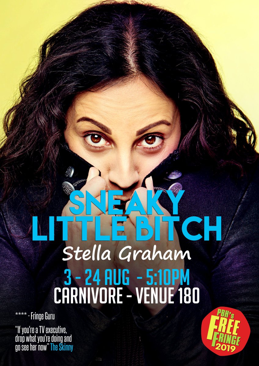 Not long now! New Edinburgh Fringe show, Sneaky Little Bitch!
tickets.edfringe.com/whats-on/stell…

<a href="/TheFreeFringe/">PBH's Free Fringe</a> <a href="/carnivore_edi/">The Carnivore</a> <a href="/edfringe/">Edinburgh Festival Fringe</a>