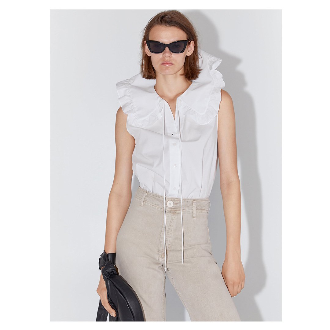ZARA on Twitter: This is #zaranewin | Sleeveless blouse with a ruffled  collar https://t.co/wpS16MLQfc https://t.co/0fARd8gbHM / Twitter