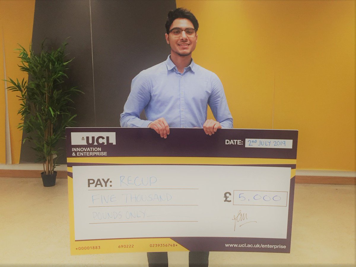 UCLEnterprise's tweet photo. And finally, the winner of UCL #Explore5000 Summer 2019 was... ReCup, founded by Bader (@School_Pharmacy)! ReCup aims to provide a convenient solution for those who are yet to convert to the conventional reusable cup.
#UCLHomeGrown https://t.co/SDNPU9BUZ5