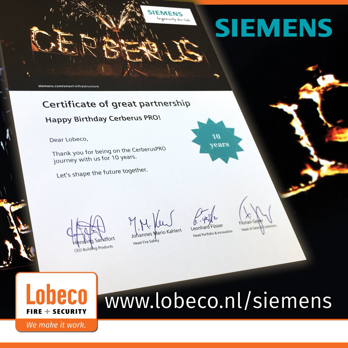 Cerberus Pro van Siemens!
Al 10 jaar een succesvolle combinatie, Cerberus Pro &amp; Lobeco Fire + Security. lobeco.nl/siemens