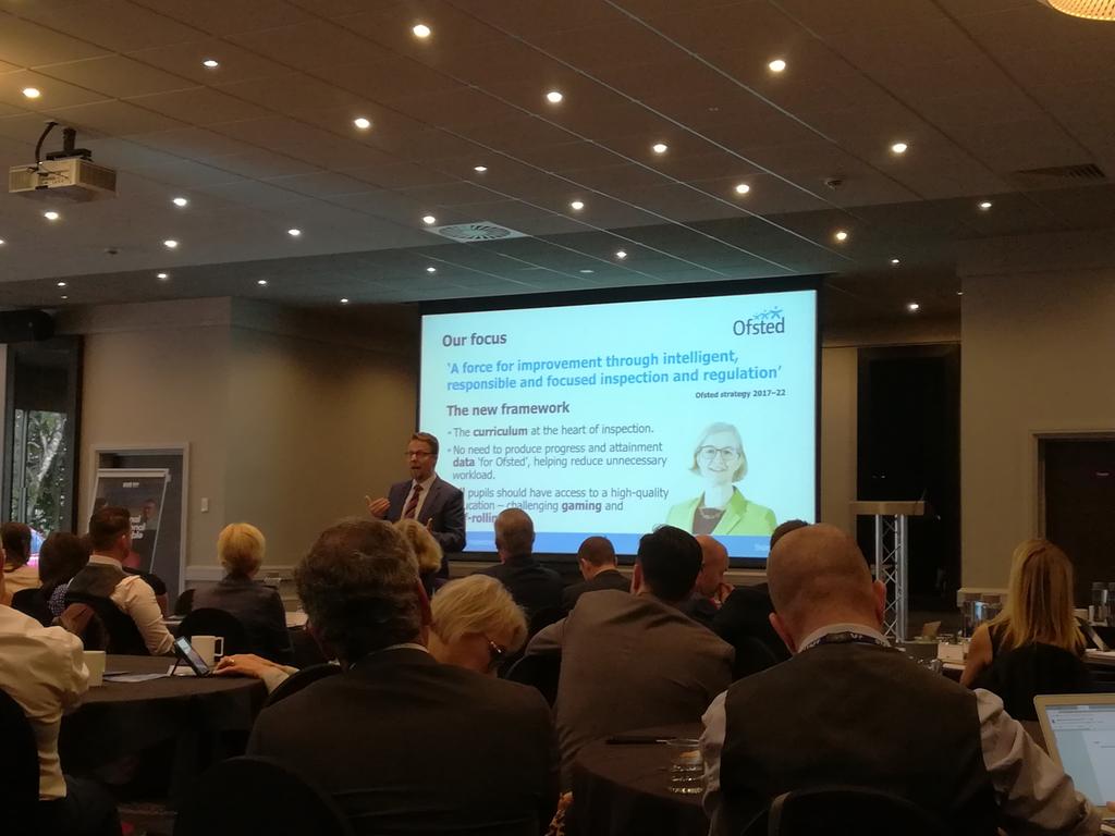 NatalieStraker2's tweet photo. Matthew Purves talking about the new Ofsted framework #aetconference #OneAET https://t.co/PGoTNPTgIm