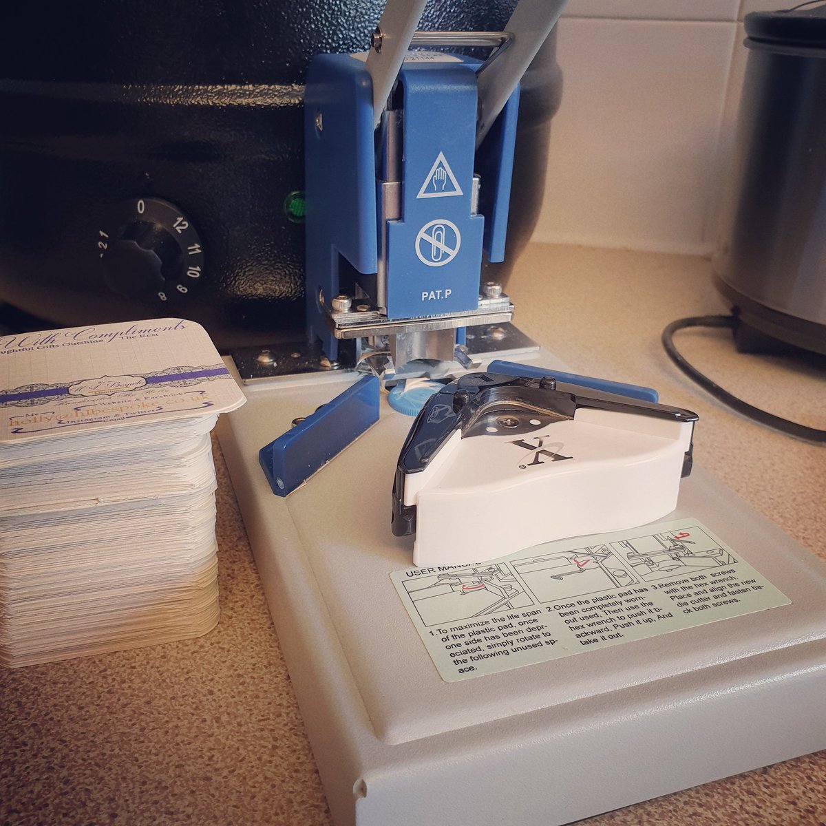 HLBespoke's tweet photo. Welcome - to our NEW Tool - Punchy!! 

 Punchy allows us to punch atleast 40 cards in one go and with very little force being required.  It's AMAZING!!!
.
.
.
#newtools #tools #Stationery #businessstationery #StationeryAddict #cornerpunch #amazingstuff #lifemadeeasy #simplerlife https://t.co/cONVmRD7uB