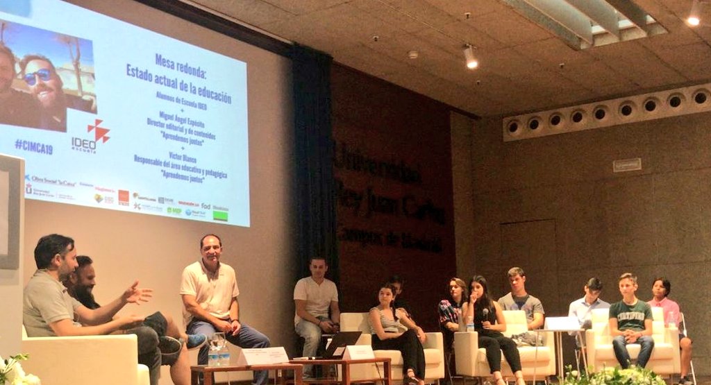 f_aprender's tweet image. Empieza el "fuego cruzado" con chicos de Brotmadrid, @ColegioJara y @EscuelaIdeo para hablar de #educación en #cimca19 @Observa_URJC