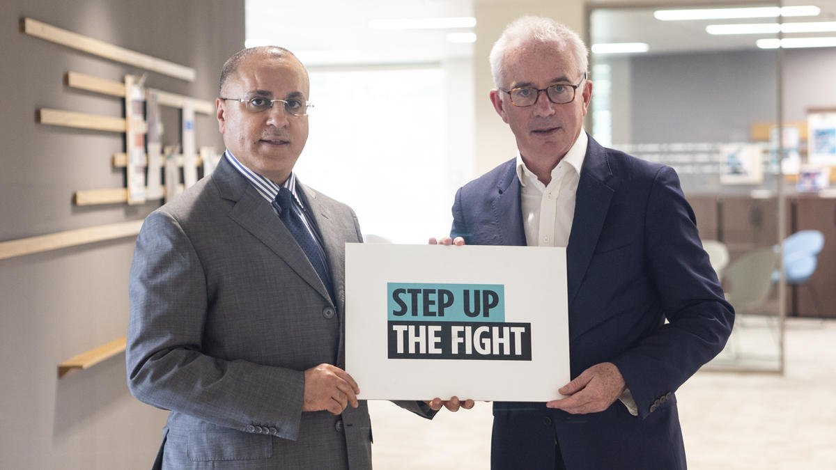 GlobalFund's tweet photo. Kuwait Ambassador Jamal Alghunaim met @PeterASands to discuss partnerships to #EndEpidemics and to #StepUpTheFight for the @GlobalFund Replenishment Conference. @MOFAKuwait_en https://t.co/4J7xyJIXXj