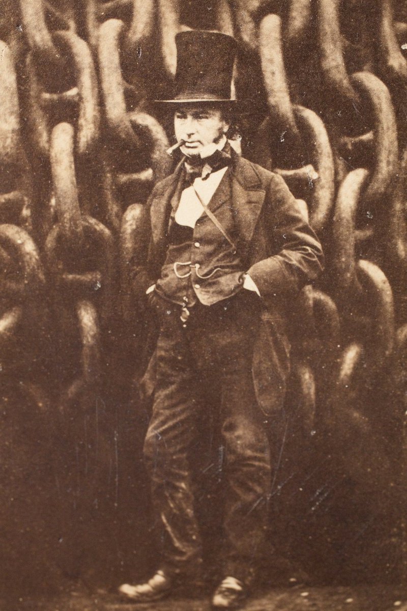 Happy Birthday Robert Howlett, born #OnThisDay in 1831! He took this famous photograph of Brunel in front of the SS Great Eastern's launching chains.