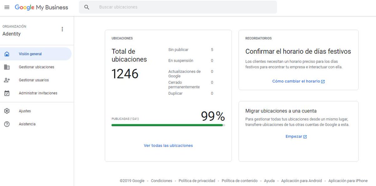 AdentityES's tweet photo. Más de 1200 localizaciones en nuestra cuenta principal de agencia. 
Y 0 suspensiones. 😍 Trabajamos por y para agencias de marketing. #GoogleMyBusiness #Adentity #Marketing #SeoLocal #Posicionamiento #GMB #Reputacion #GoogleMaps https://t.co/bv8owNKrp1