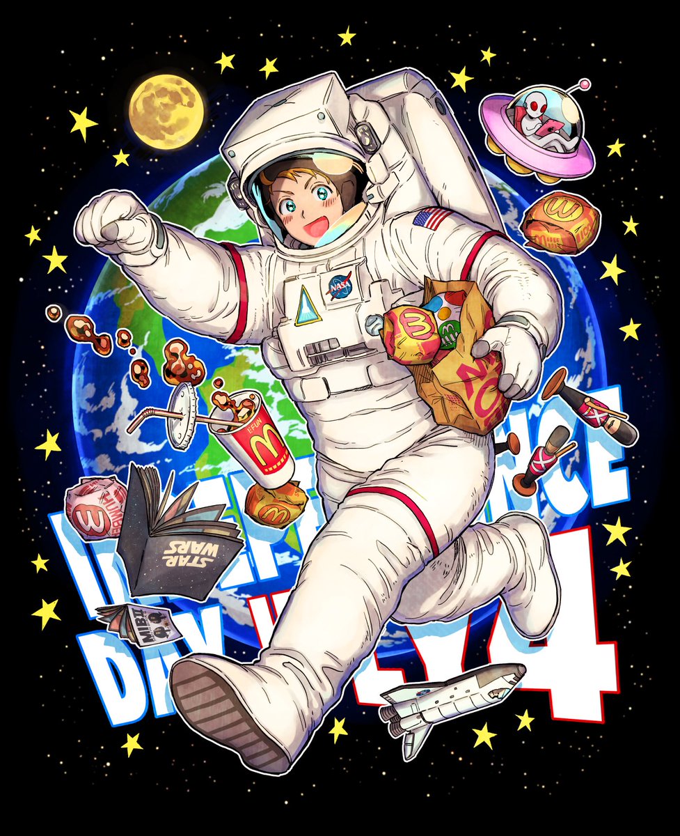 spacesuit planet food astronaut brown hair space blue eyes  illustration images
