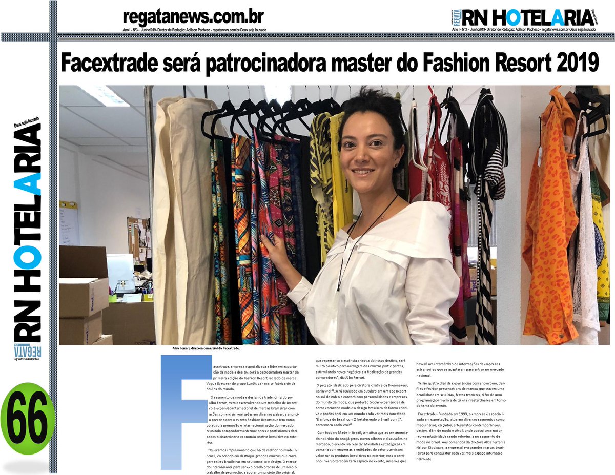 Facextrade será patrocinadora master do Fashion Resort 2019
#abihsc, #hotelaria, #hotell, #encatho, #marinaitajai, #abrasel
regatanews.com.br/2019/06/28/rn-…