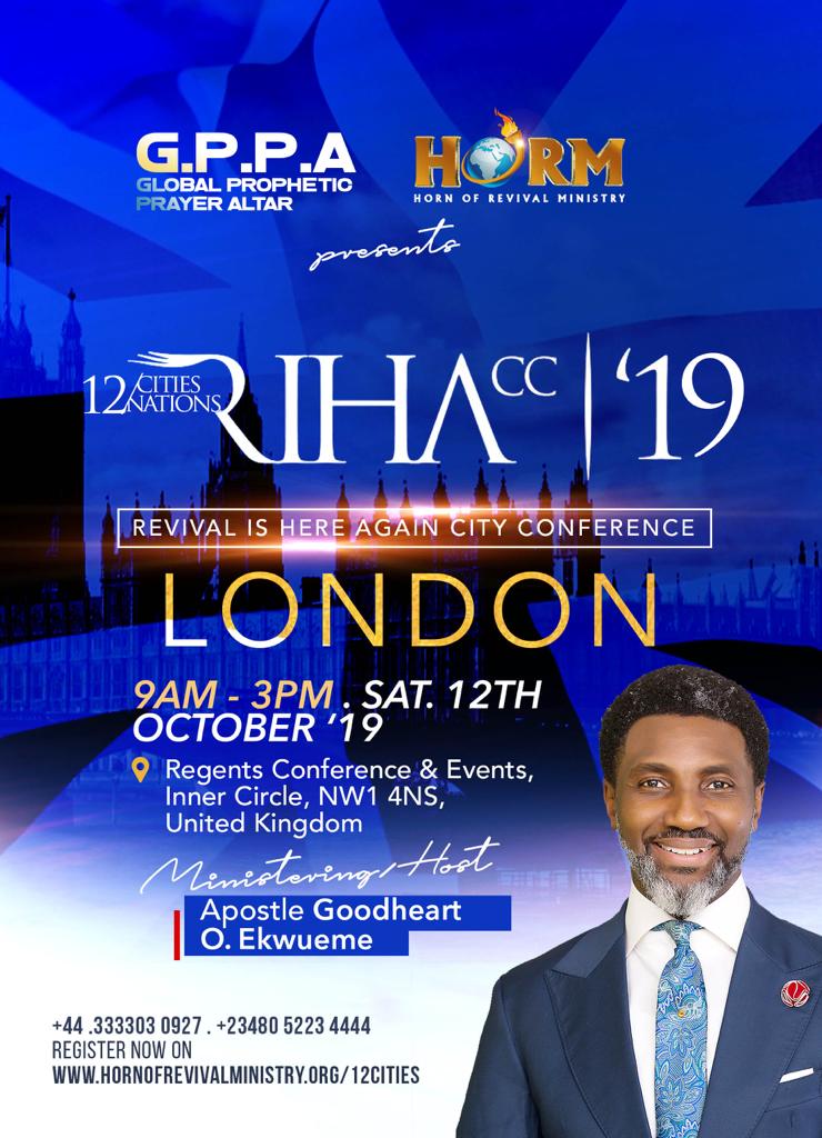 LONDON..We come in the name of the Lord!!
Don't miss out on this Life changing Meeting

#RIHCC