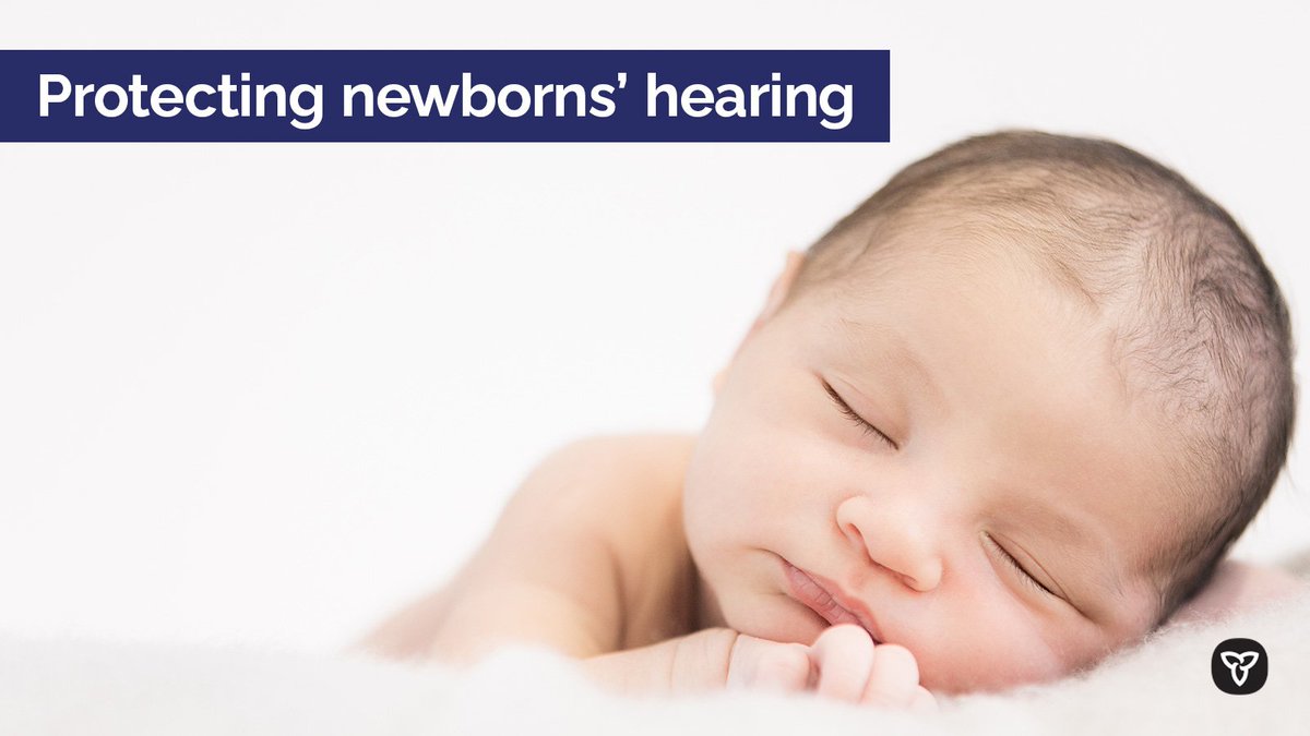 Baby sleeping on shoulder. Image Text: " Protecting newborns’ hearing"