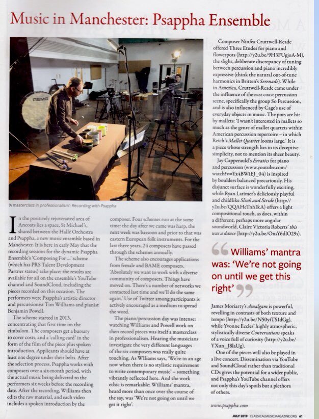 PsapphaEnsemble's tweet image. ‘Watching Williams and Powell work on and then record pieces was itself a masterclass in professionalism’ @ClassicalMusic_ 
@PercUk @pianistben 
‘We’re not going on until we get this right’
#ComposingForScheme