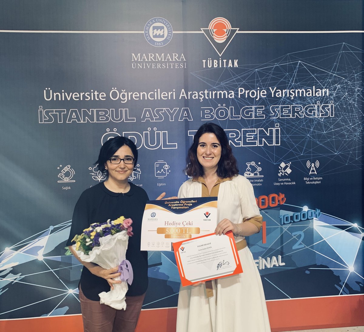 Üniversitemiz Çevre Mühendisliği bölümü 2019 mezunumuz Saniya ÜSTÜN , <a href="/Tubitak/">TÜBİTAK</a> 2242 Kapsamında gerçekleşen yarışmada Gıda ve Tarım Kategorisinde "Mikroalglerin Sürdürülebilir Tarımda Kullanılabilirliğinin Araştırılması" Projesi ile Asya Bölge Finali Birincisi olmuştur.