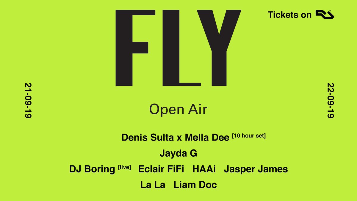 FLY Festival (@openairfly) on Twitter photo 🏰 FLY Open Air September Lineup 🏰
<a href="/DenisSulta/">Denis Sulta</a> | <a href="/MellaDee_/">Mella Dee</a> | #JaydaG | <a href="/DJ_BORING/">ℑ’𝔪 𝔟𝔬𝔯𝔦𝔫𝔤</a> | <a href="/eclairfifi/">Eclair Fifi MP</a> | <a href="/haaidj/">HAAi</a> | <a href="/jasperjames_/">Jasper James</a> | @laureneandrew | <a href="/LiamDocUK/">Liam Doc</a>
Retweet to win 2 x VIP tickets 🏆
Tickets on sale here: bit.ly/2NeDQvY
STAY FLY 🏰 FLY Open Air September Lineup 🏰
<a href="/DenisSulta/">Denis Sulta</a> | <a href="/MellaDee_/">Mella Dee</a> | #JaydaG | <a href="/DJ_BORING/">ℑ’𝔪 𝔟𝔬𝔯𝔦𝔫𝔤</a> | <a href="/eclairfifi/">Eclair Fifi MP</a> | <a href="/haaidj/">HAAi</a> | <a href="/jasperjames_/">Jasper James</a> | @laureneandrew | <a href="/LiamDocUK/">Liam Doc</a>
Retweet to win 2 x VIP tickets 🏆
Tickets on sale here: bit.ly/2NeDQvY
STAY FLY