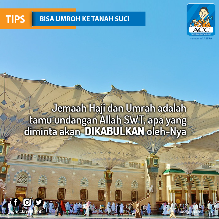 acconeid's tweet photo. Ibadah Haji dan Umrah menjadi istimewa karena mereka yg menunaikannya adalah tamu-tamu Allah SWT sehingga apa pun yang diminta sang tamu akan dikabulkan oleh-Nya. Tertarik dengan program ACC Umroh Pasti Berangkat silakan klik : https://t.co/izGwyvLlRN #ACCUmroh #ACCFinancial https://t.co/XinuLgzvEc