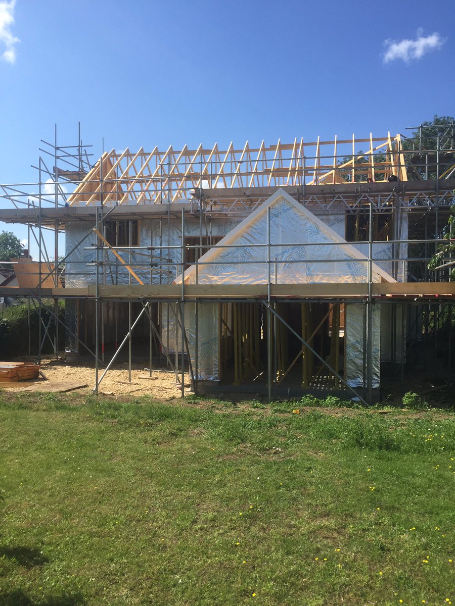 deltaselfbuild's tweet photo. Frame progressing well at our site in Over. Soon be ready for roofing. https://t.co/p8iFOWRglA