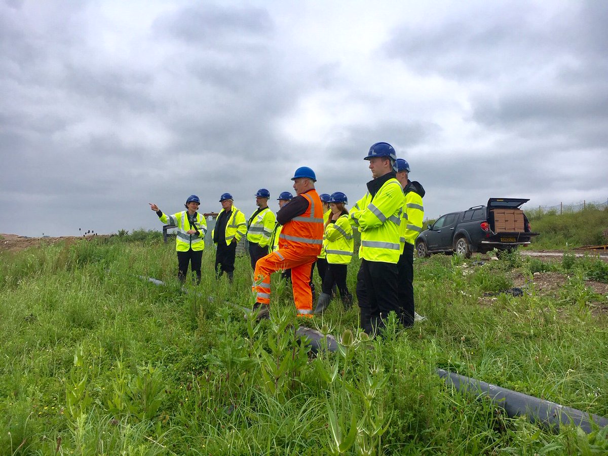 GeoscienceEA's tweet photo. Landfill specialists support training of our new #EnvironmentOfficer intake who are enthusiastic & our #NextGeneration On the job training is essential so we visit #landfill sites to explain principles of #riskassessment #monitoring #containmentengineering to protect water & air https://t.co/QcNE4HVlMv