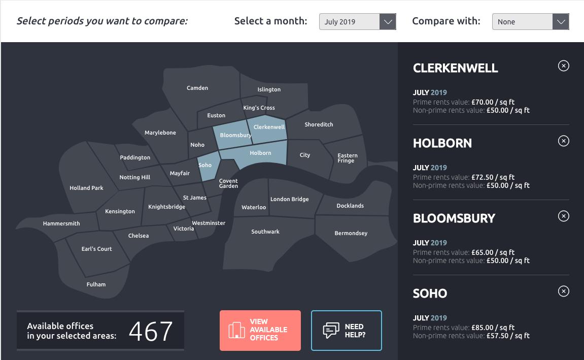 MorganPryce's tweet photo. The latest Dynamic Rental Map is now live: Check out London rents for the month of July: https://t.co/C7rNO29cFG https://t.co/BzkjVxyBNu