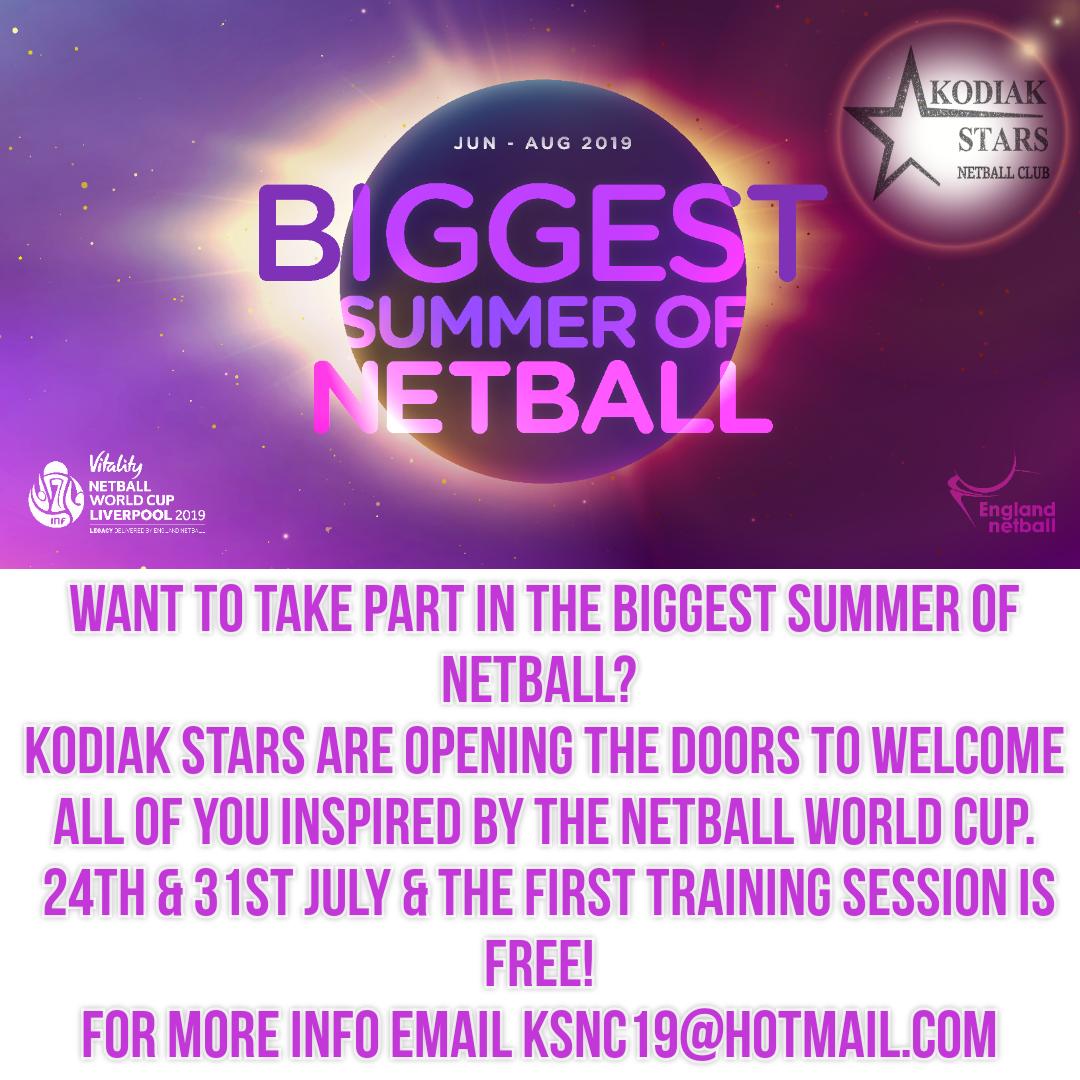 NetballinStaffs's tweet image. 🤩 Kodiak Stars 🤩 are taking part in the Biggest Summer of Netball!

Get in touch to find out more 👇

@WestMidsNetball @B2NBlackCountry @BCbeactive Please Retweet