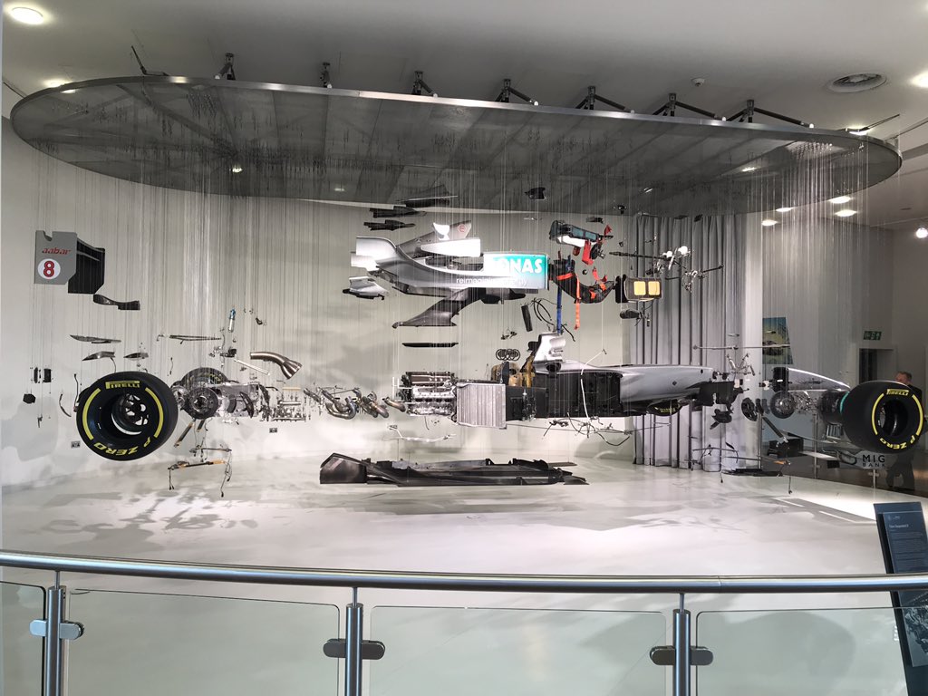 Neat art display in Mercedes Benz World in the UK.