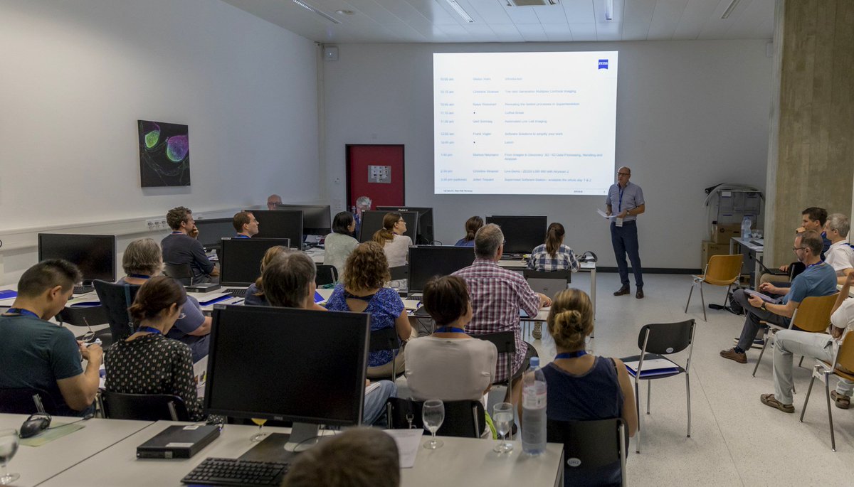 zeiss_micro's tweet photo. We’re @biozentrum Basel &amp; excited to host the ‘ZEISS On Your Campus’ workshop series #ZOYC, showing emerging trends, best practices &amp; new developments in #confocal and #superresolution #microscopy with #lsm9 and #elyra7. Enjoy some impressions from the event 🔬👩‍🏫. https://t.co/kz6QxpTQs4