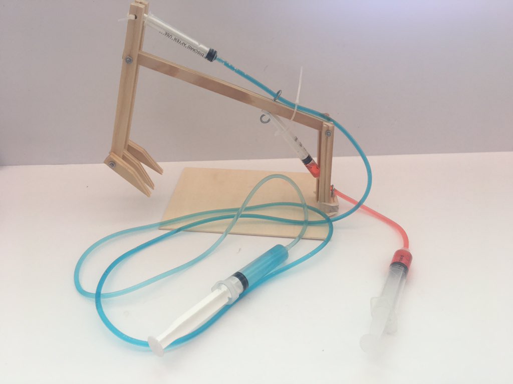 Hydraulics challenge with year 7. #Designthinking challenge, #learning for purpose, #Hydraulics #STEAM #Work #pressure