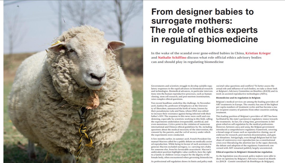 In 'From #designerbabies to surrogate mothers', @UCLouvain_be's N Schiffino and I discuss the varied and limited role of #ethics expertise in the #regulation of #biomedicine - published in @carr_LSE's Risk & Regulation magazine