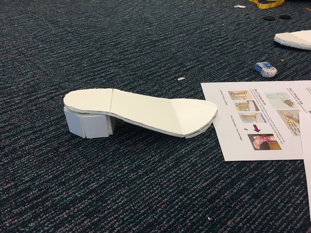 #designthinking science challenge, 80 mins to design a high heel shoe and apply knowledge on pressure, force and area. All recycled products. #creative teaching,  <a href="/ReverseGarbage/">Reverse Garbage</a>, #STEAM challenge. #Highschoolscience