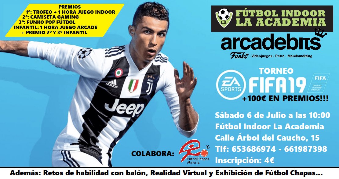 ¡¡¡Más de 100€ en premios!!!

Senior:
1º: Trofeo + Hora de Juego Fútbol Indoor.
2º: Camiseta Gaming.
3º: Funko POP! Fútbol.

Categoría infantil:
1º: Trofeo + Hora de Juego en Sala Arcade.
2º: Mochila Sports
3º: Llavero.

Cada Torneo ha de tener un mínimo de 8 participantes.
