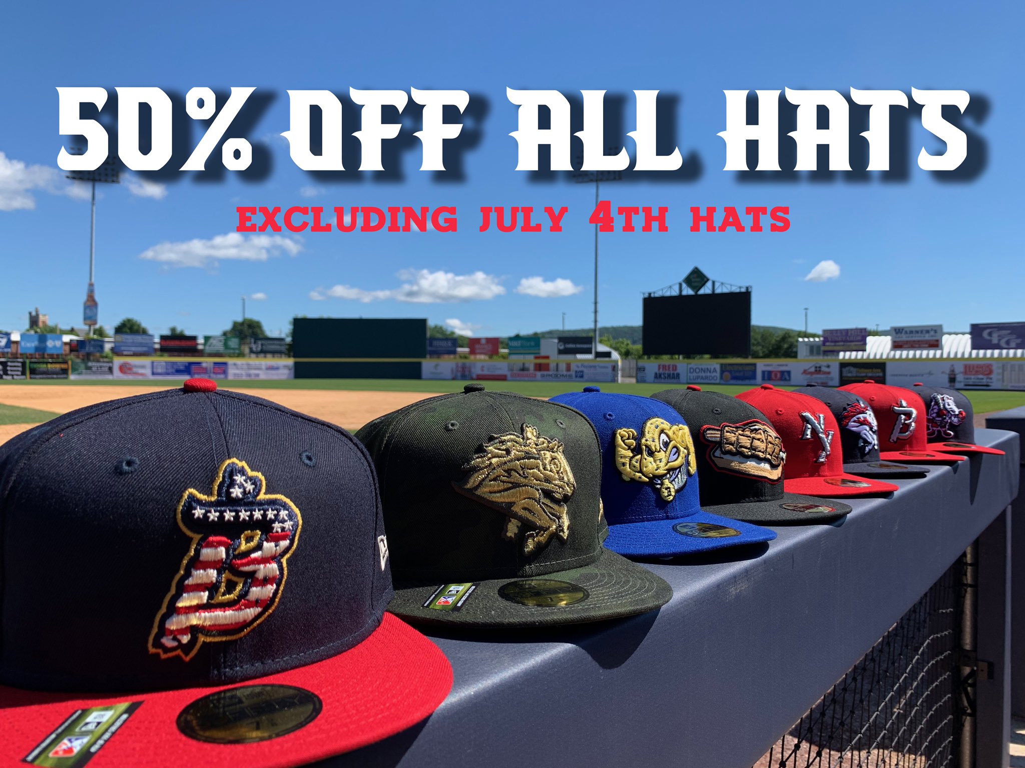 Binghamton Rumble Ponies on X: 50% off all hats (excluding July 4th  speciality hat) July 3rd-7th In Store and Online!   / X