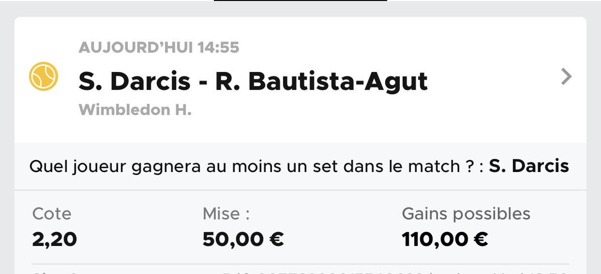 PronosLello's tweet image. Wimbledon 🎾

Darcis - Bautista 

Darcis gagne au moins 1 set ! 🔥

Remboursé sur le match précédent 😉