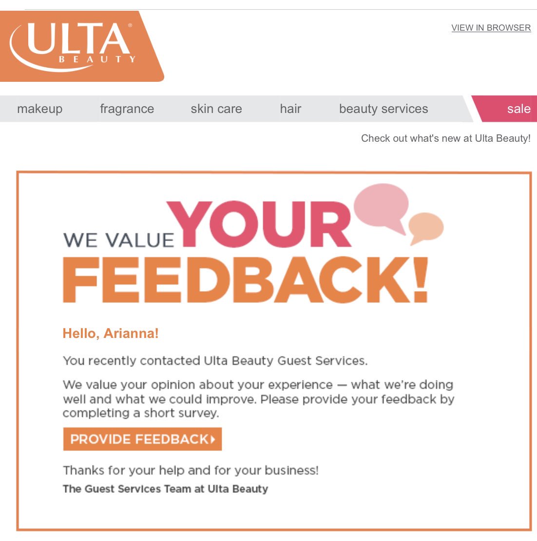 Arianna (@ariannajacks) on Twitter photo Called Guest Services and was promised a call back within 24 hours......crickets <a href="/ultabeauty/">Ulta Beauty</a>, nobody ever called back. That’s my feedback! Called Guest Services and was promised a call back within 24 hours......crickets <a href="/ultabeauty/">Ulta Beauty</a>, nobody ever called back. That’s my feedback!