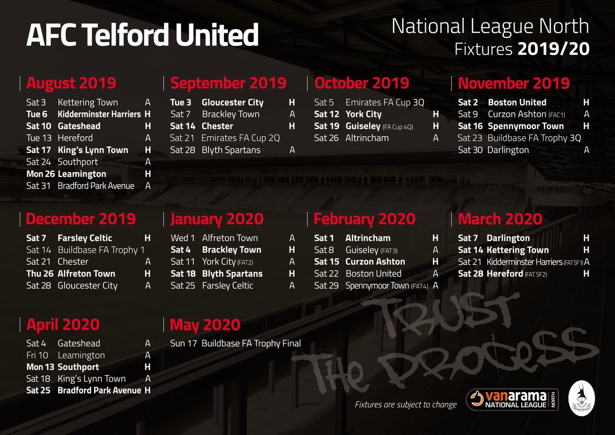 FIXTURES: Our 2019/20 @TheNationalLge North Fixtures. 

#YourVanaramaFix