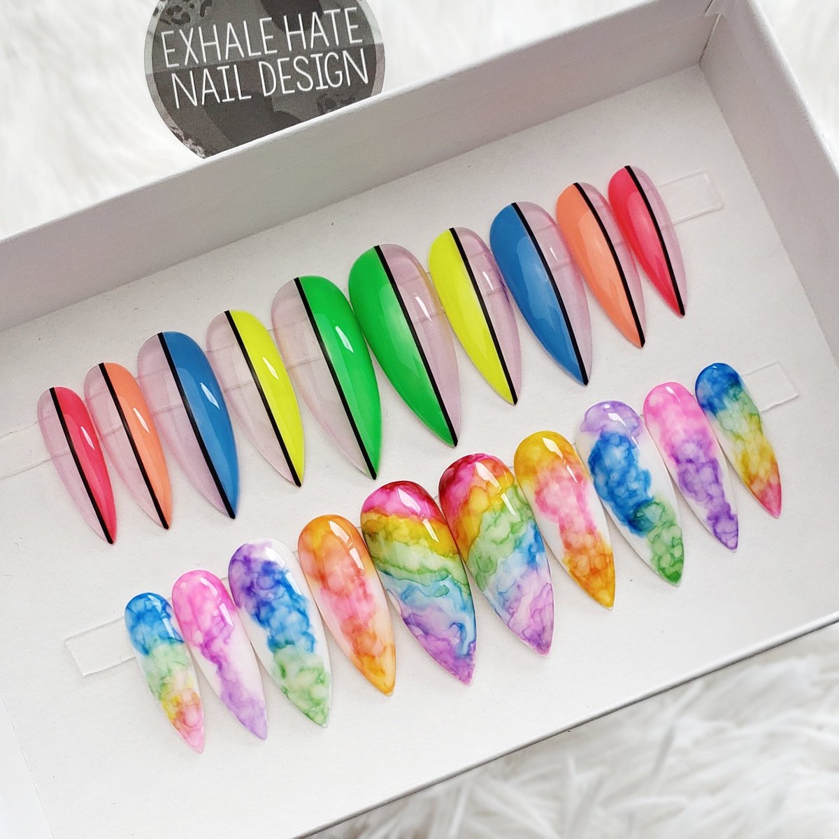 exhalehatenails's tweet photo. 🌈 Rainbow everything 🌈 get in touch to start a custom order 😍 or shop designs at https://t.co/QBExigBi2C 💅

#ExhaleHateNails #pressonnails #pressons #rainbownails #watercolornails #inknails #smokenails #stilettonails #brightnails #neonnails #summernails https://t.co/AXiMmH3uno