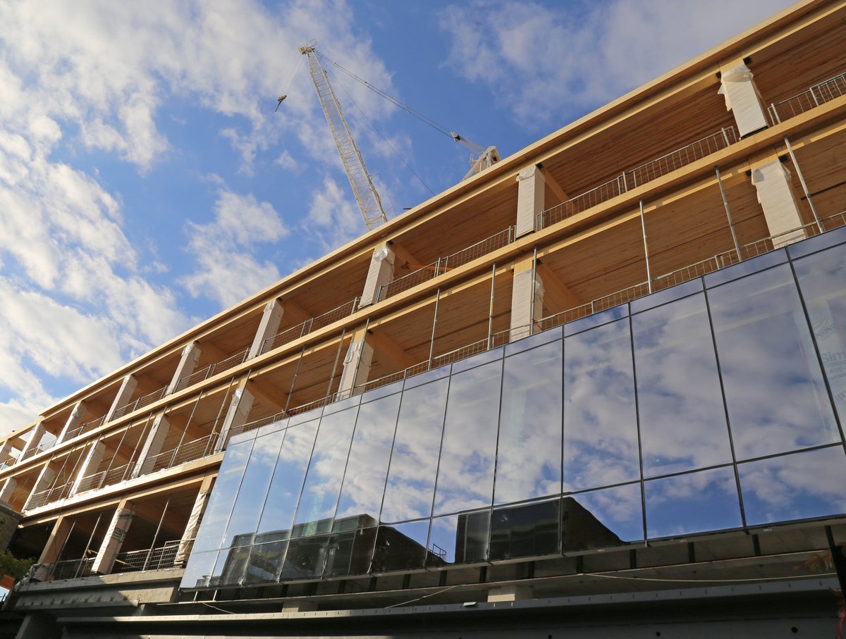 WoodDesignMag's tweet photo. This is the 3rd installment (of 4) for our serial profile of 80 Atlantic Avenue in Toronto. Progress on the project has been steady, & now we’re focusing on the building envelope as the structure gets enclosed. Read more at: https://t.co/DjhlH1KwLh #wood #design #architecture https://t.co/aoxy5L2uhV