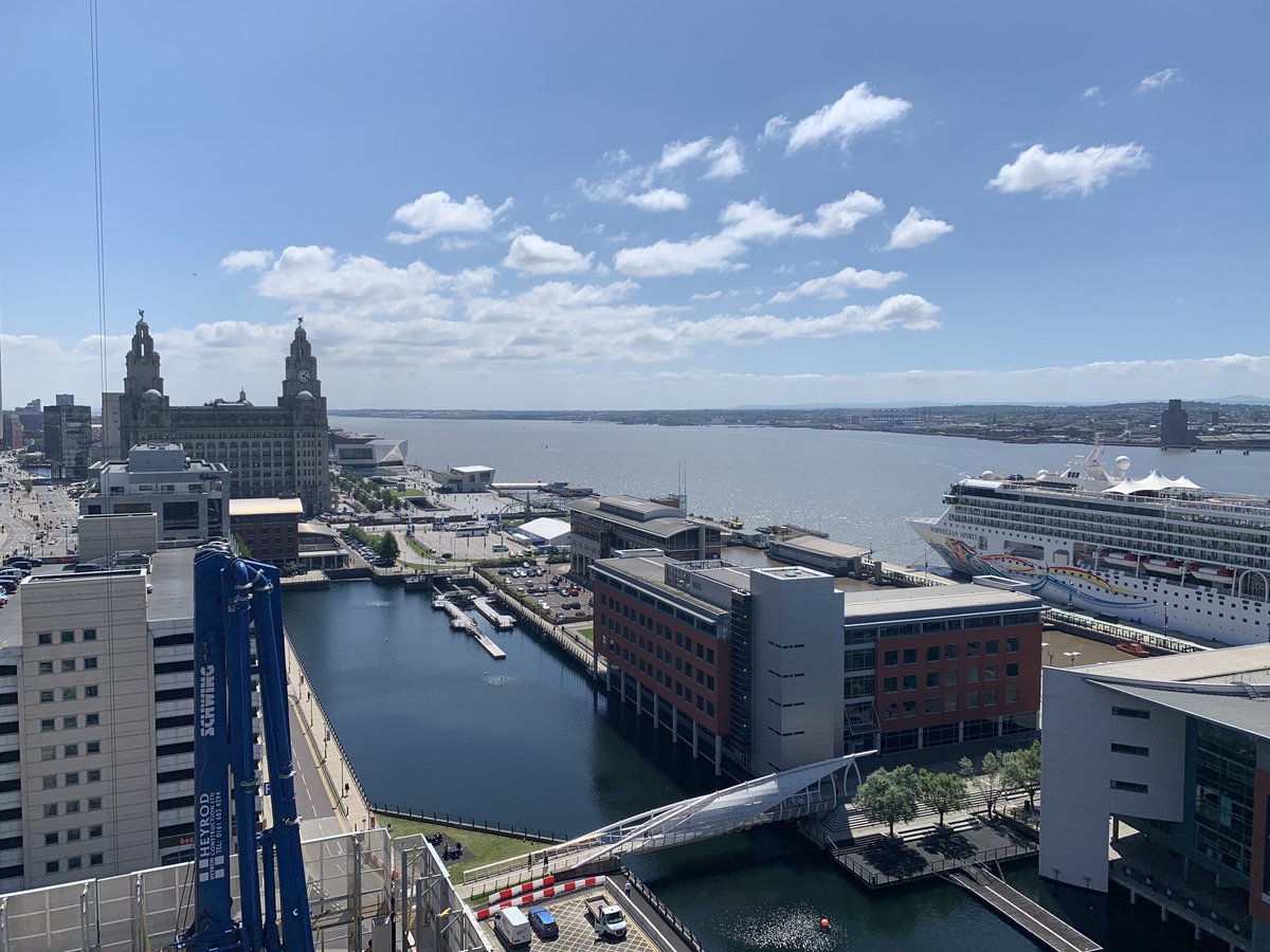 And we’re here!  What a view from the top of Plaza 1821, 16 stories above the Liverpool waterfront #liverpoolwaterfront #liverpoolwaters #plaza1821