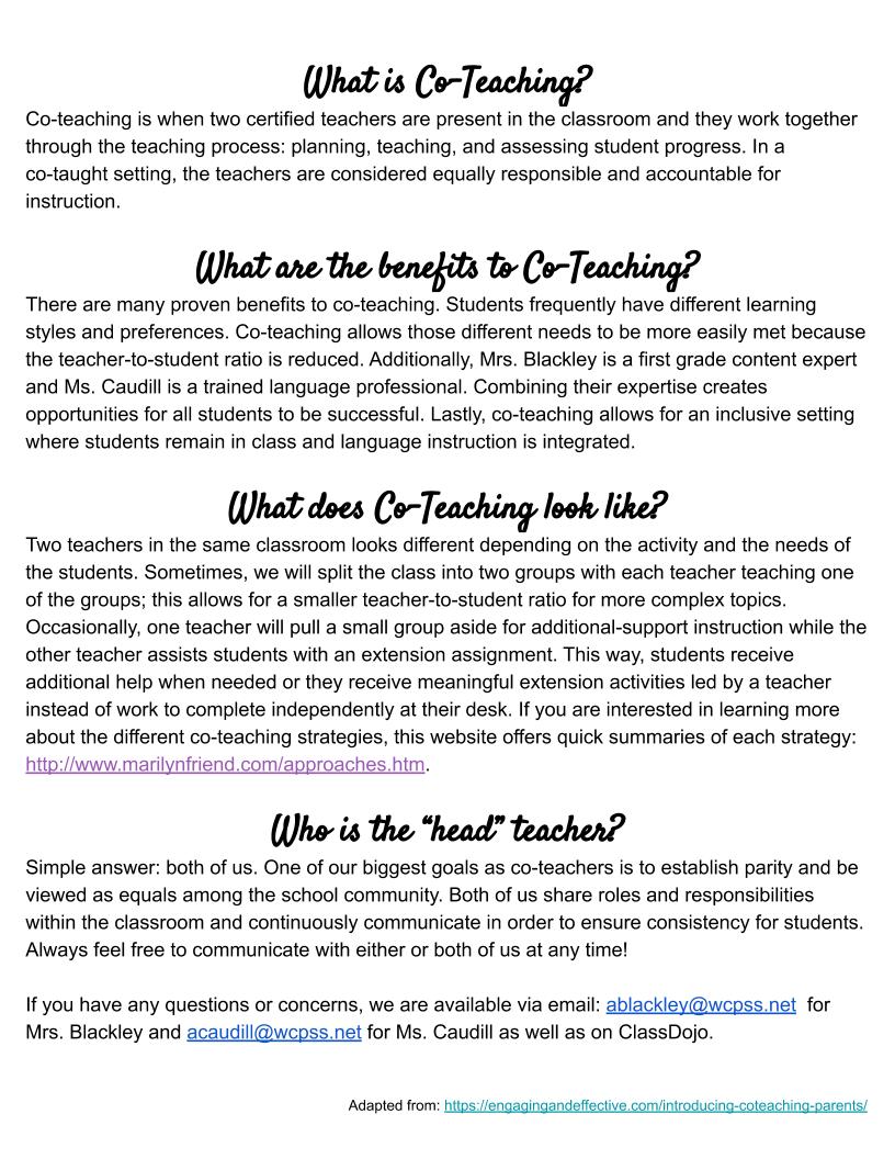 readysetcoteach's tweet photo. We were recently asked to share how we introduce #coteaching to the parents/families of our #students. We start by sending this info sheet &amp; welcome letter home ⬇️ We made it editable &amp; FREE of course 🤩 #Communication is KEY, esp at BOY!
Download here: https://t.co/AtLQQiR9kM https://t.co/lwE76Zhz22