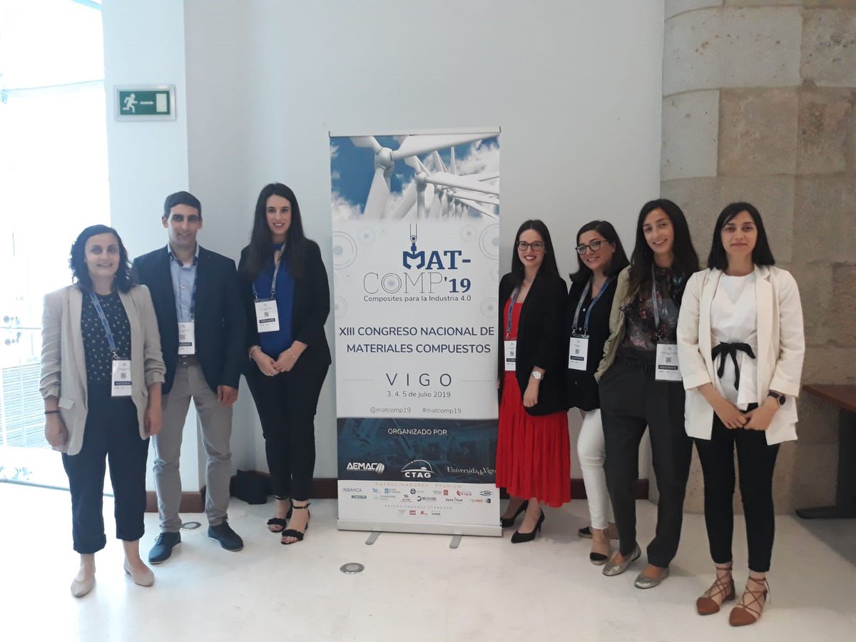 aimenct's tweet image. 📸Esta semana una representación de nuestro equipo de I+D de #MaterialesAvanzados y #RobóticayControl participa con varias ponencias y pósters en @matcomp19, el Congreso Nacional de Materiales Compuestos organizado por @AEMAC_ @CTAG_Materials y @uvigo #MATCOMP19