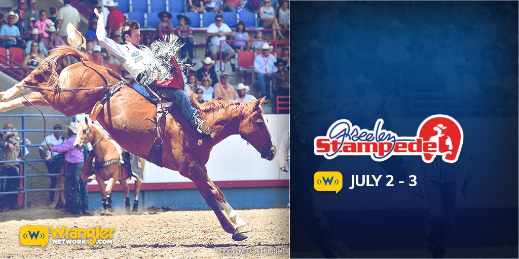 WranglerNetwork's tweet photo. Tune into the @GreeleyStampede today at 7:00 PM (MT) to see cowboys and cowgirls battling it out in bull riding, team roping, steer wrestling, barrel racing and more at the at the @PRCA_ProRodeo-sanctioned event.

Watch today: https://t.co/68cuJQs4BL https://t.co/yzTo4pZSSY