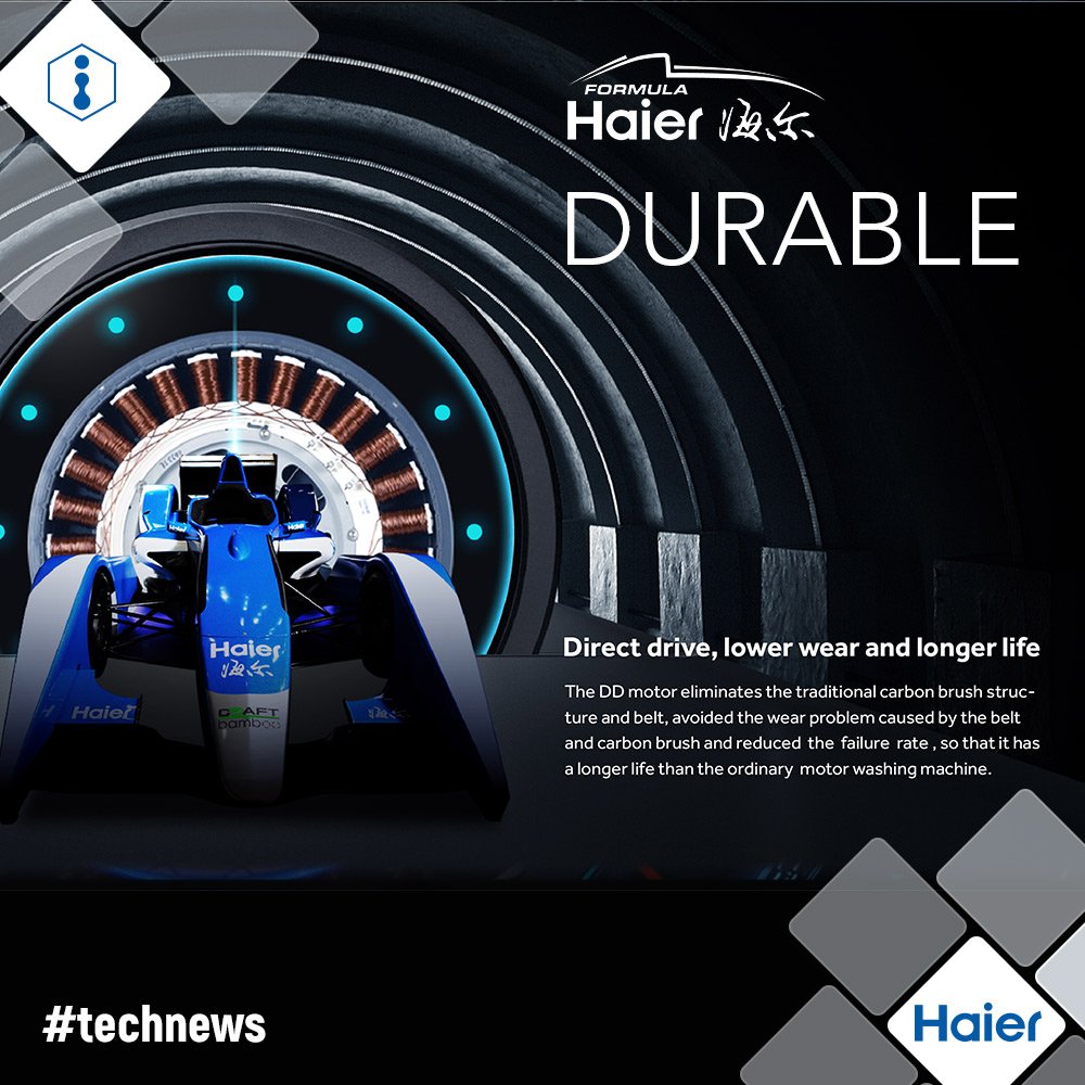 HaierGermany's tweet image. Unser Direct-Drive-Motor ist nicht irgendein Waschmaschinen-Motor. Er bietet eine Betriebsdauer von über 10.000 Stunden und hat auch kein Problem damit, einen Formelsport-Rennwagen anzutreiben.

#ProveTheImpossible #HaierWashingMachine #Waschmaschinenmotor #Innovation